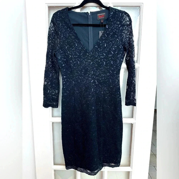 Banana Republic L'Wren Scott Collection Navy Lace Metallic Dress Size 4 NWT - Picture 4 of 15